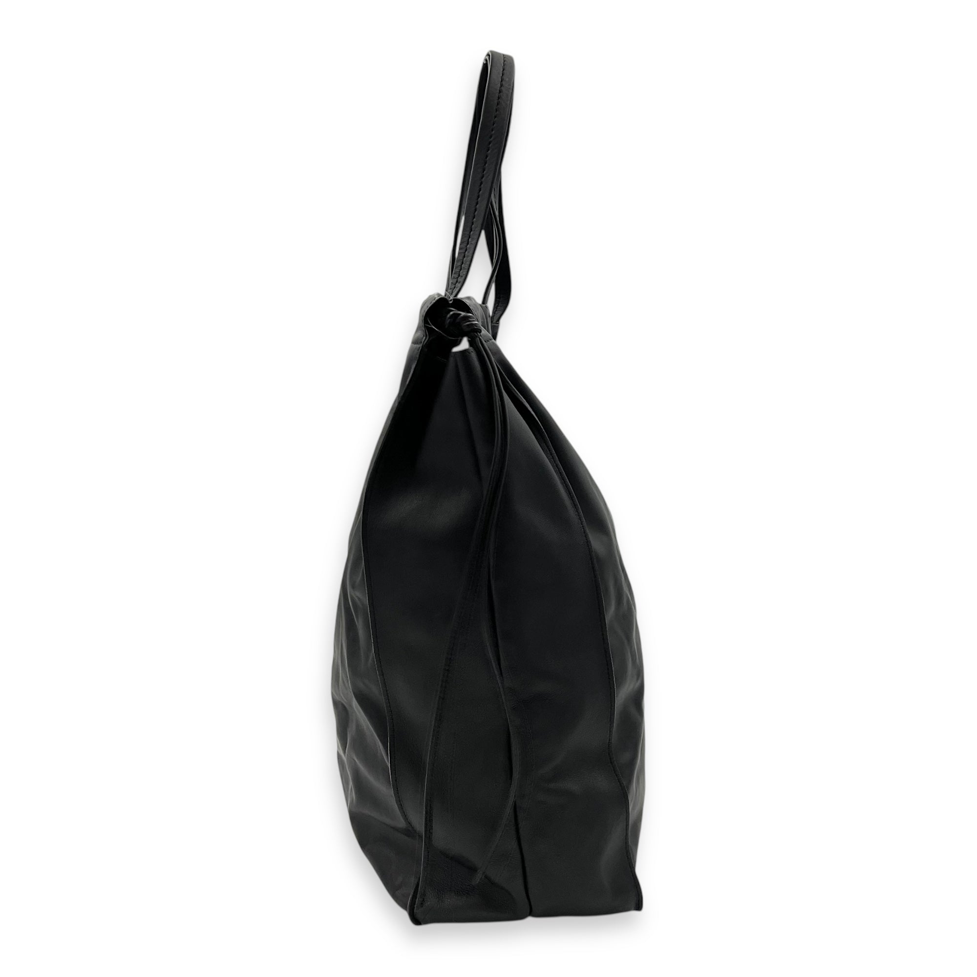 Celine Drawstring Top Handle Bag Black in Calfskin, Silver hardware_3