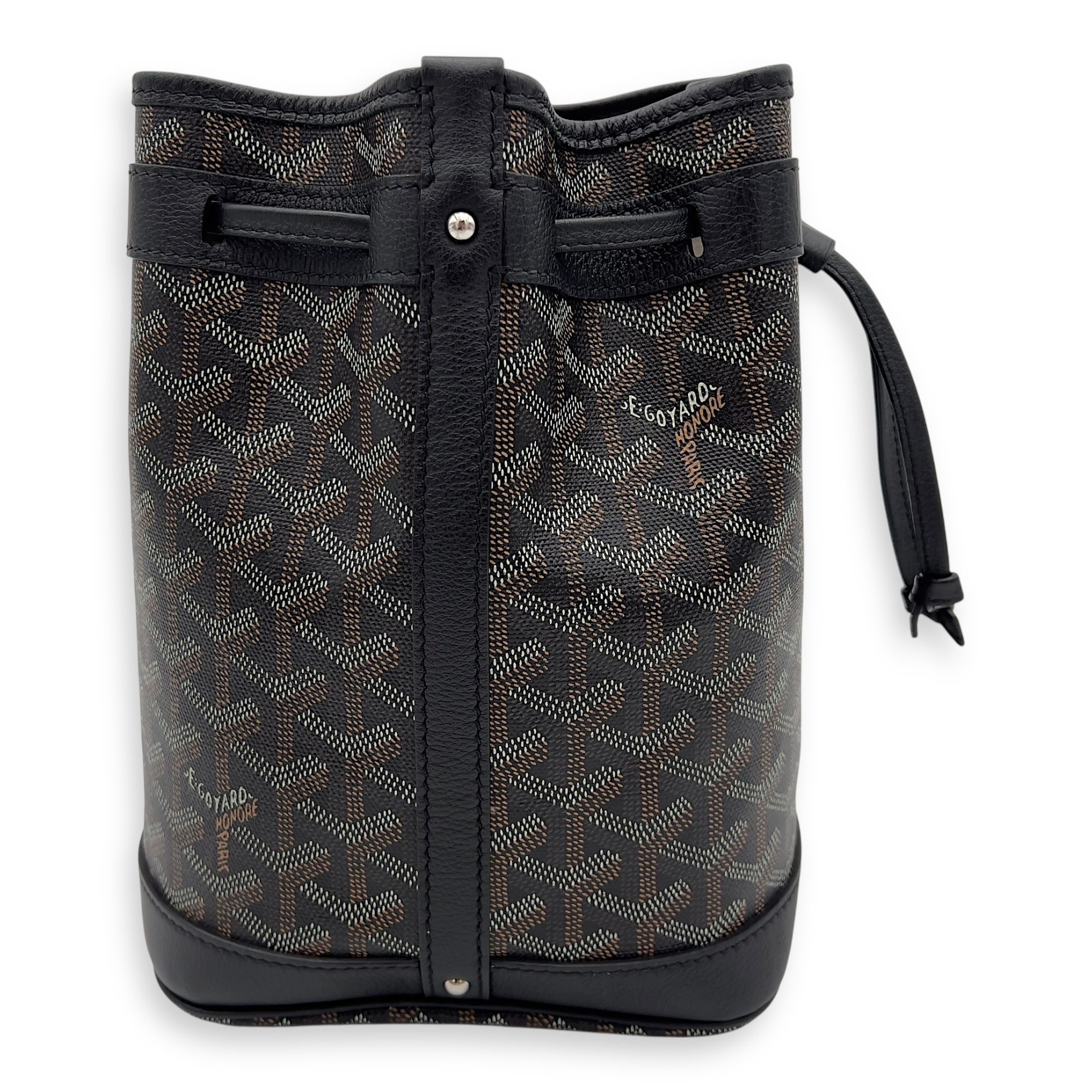 Goyard Flot Bucket Bag Black in Coated Canvas, Silver hardware_3