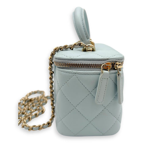 Chanel Vanity Crossbody Bag Blue in Lambskin, Gold hardware_3