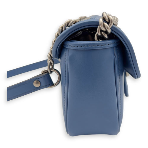 Gucci GG Marmont Shoulder Bag Blue in Calfskin, Ruthenium hardware_3