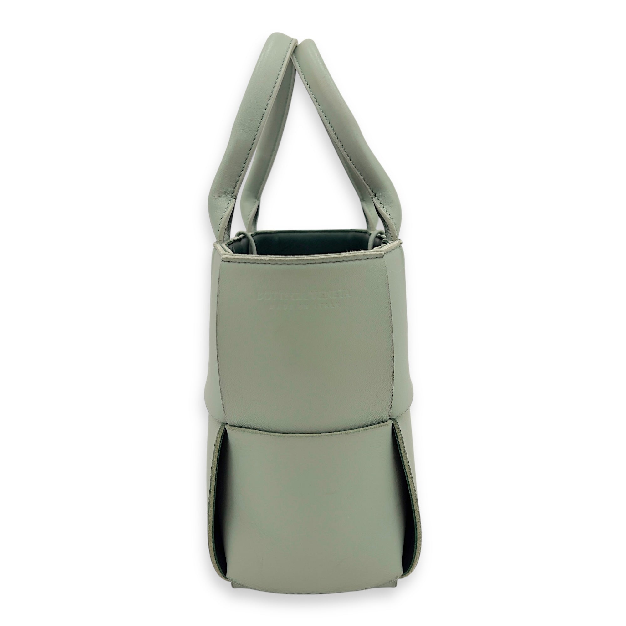 Bottega Veneta Arco Top Handle Bag Green in Lambskin_3