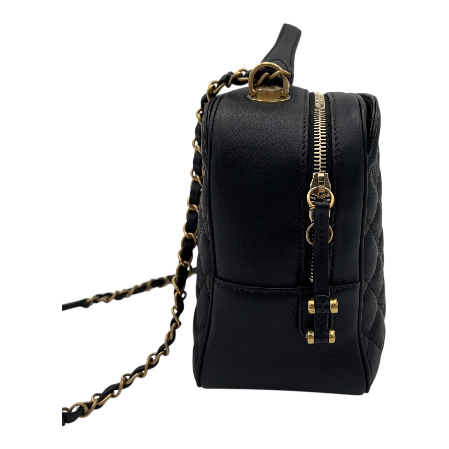 Chanel Vanity Top Handle Bag Black in Caviar Leather, Gold hardware_3