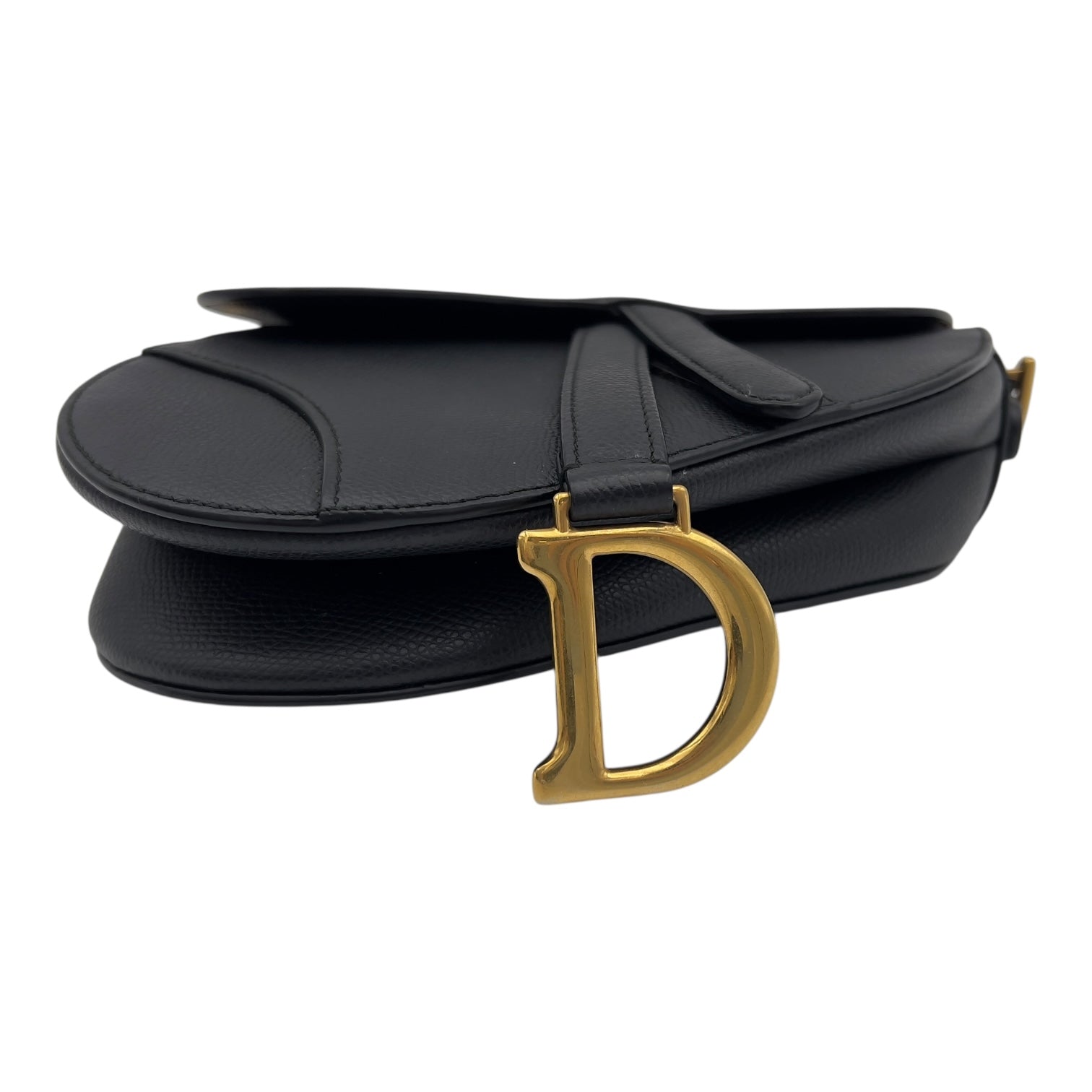 Christian Dior Saddle with Strap Mini Black Crossbody Bag in Calfskin, Brushed Gold hardware_5