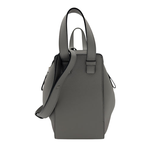 Loewe Hammock Small Grey Top Handle Bag in Calfskin, Silver hardware_5