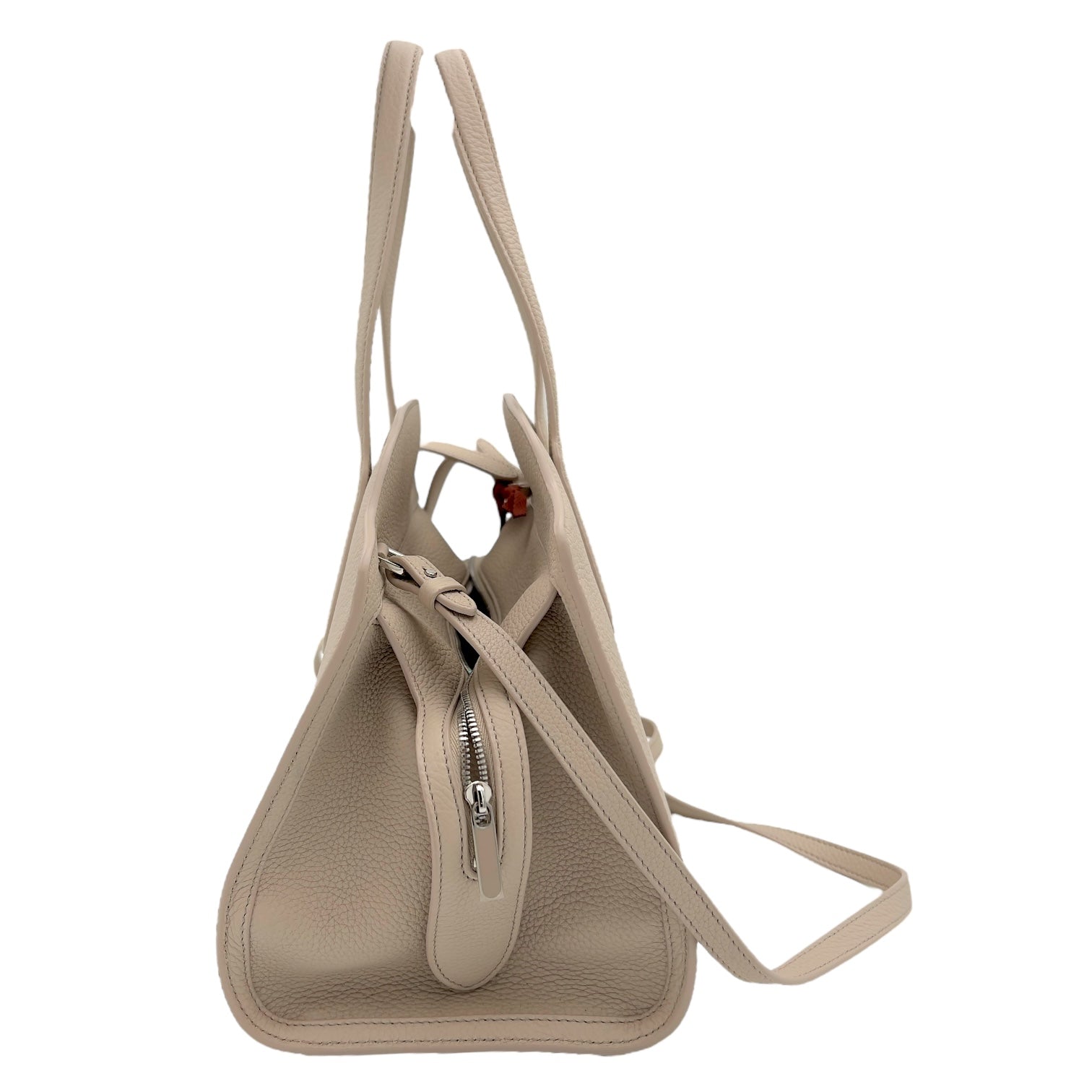 Loro Piana Sesia Top Handle Bag Ecru white in Calfskin, Silver hardware_3