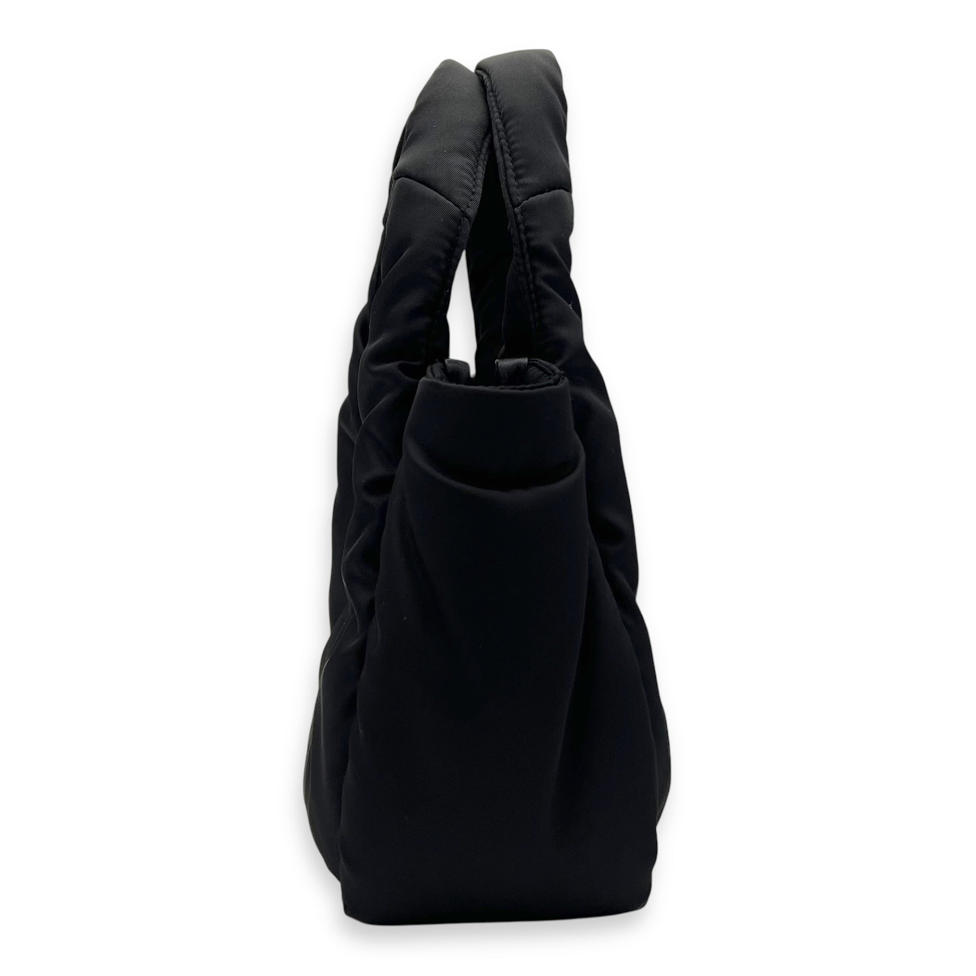 Prada Re-Nylon Padded Black Top Handle Bag in Nylon, Silver hardware_3