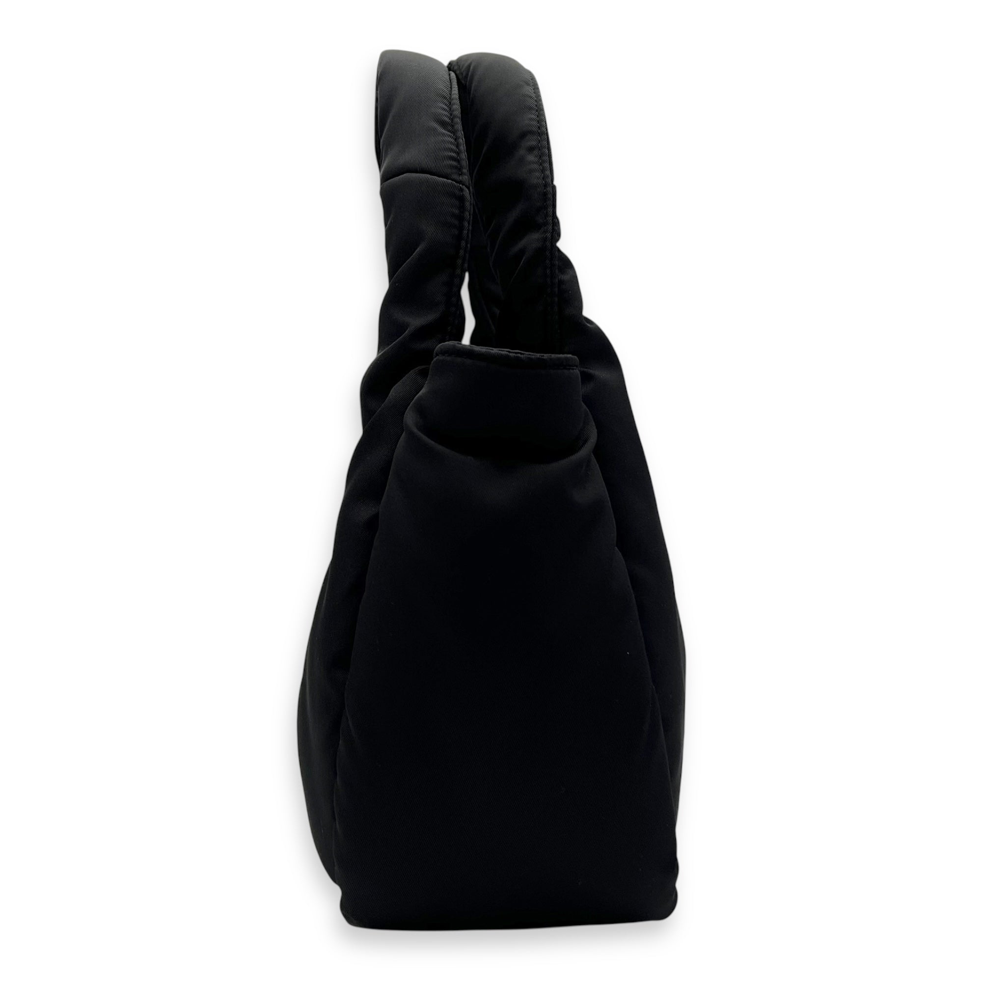 Prada Re-Nylon Padded Black Top Handle Bag in Nylon, Silver hardware_3