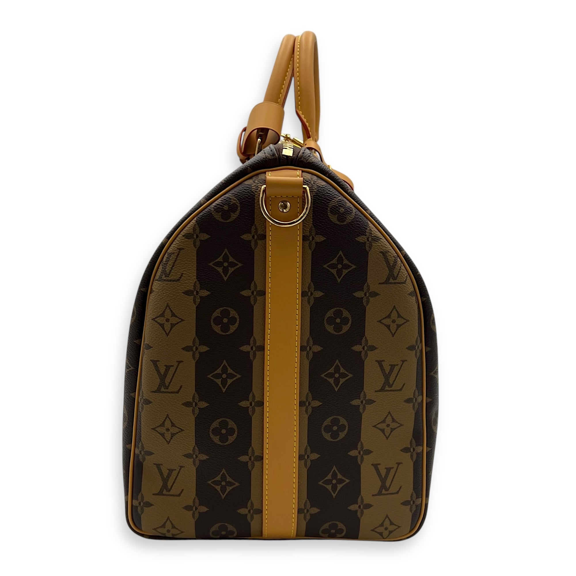 Louis Vuitton NIGO Keepall Bandouliere 50 Brown Top Handle Bag in Coated Canvas, Gold hardware_3