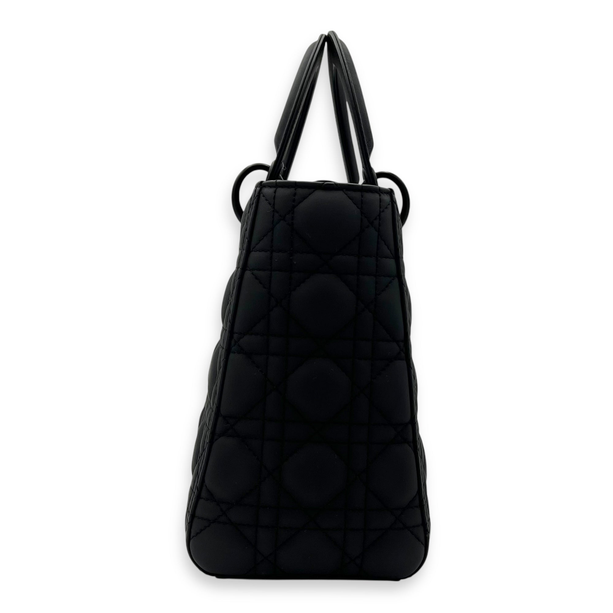 Christian Dior Lady Dior Top Handle Bag Medium Ultramatte in Lambskin, Lacquered Metal hardware_3