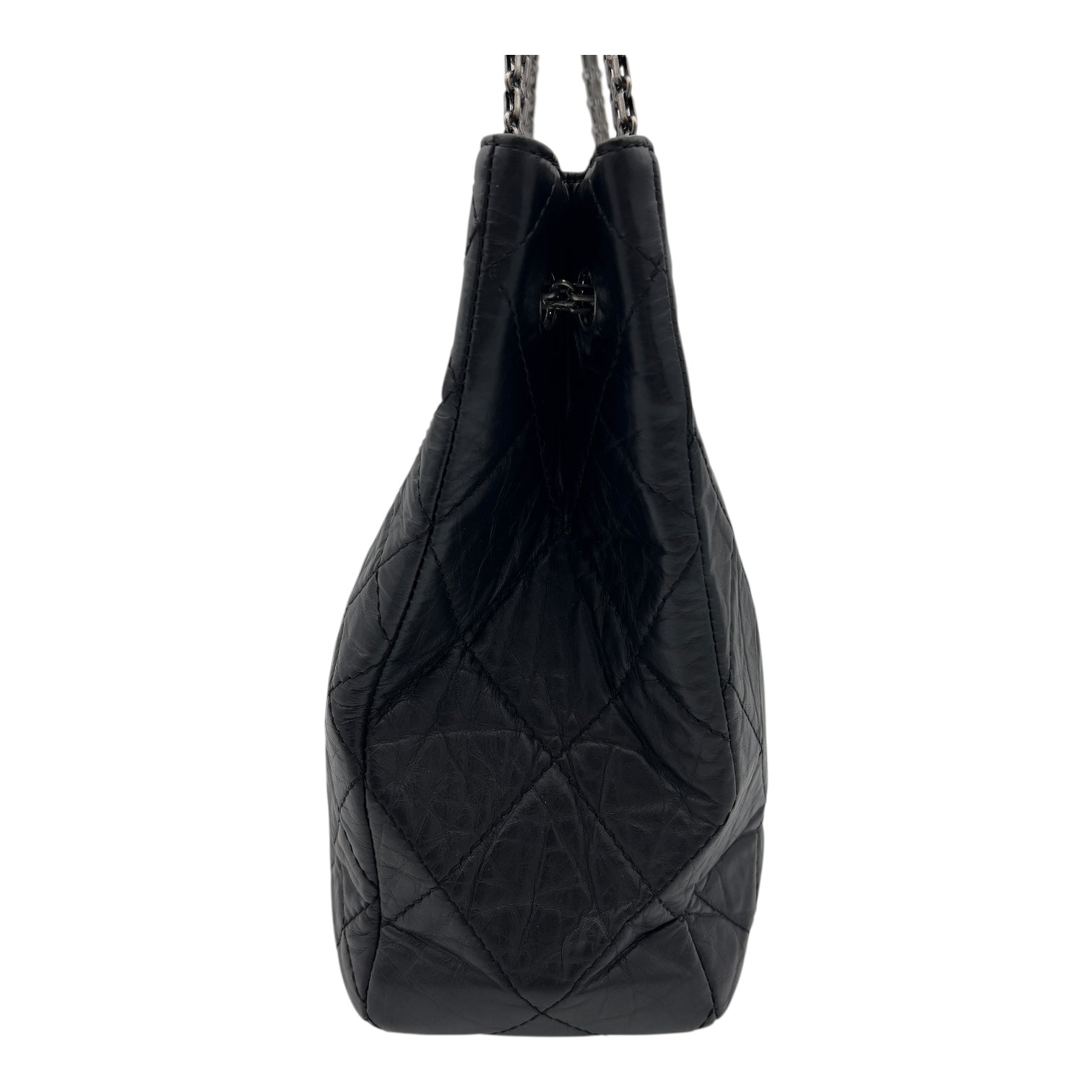 Chanel 2.55 Shoulder Bag Black in Calfskin, Ruthenium hardware_3