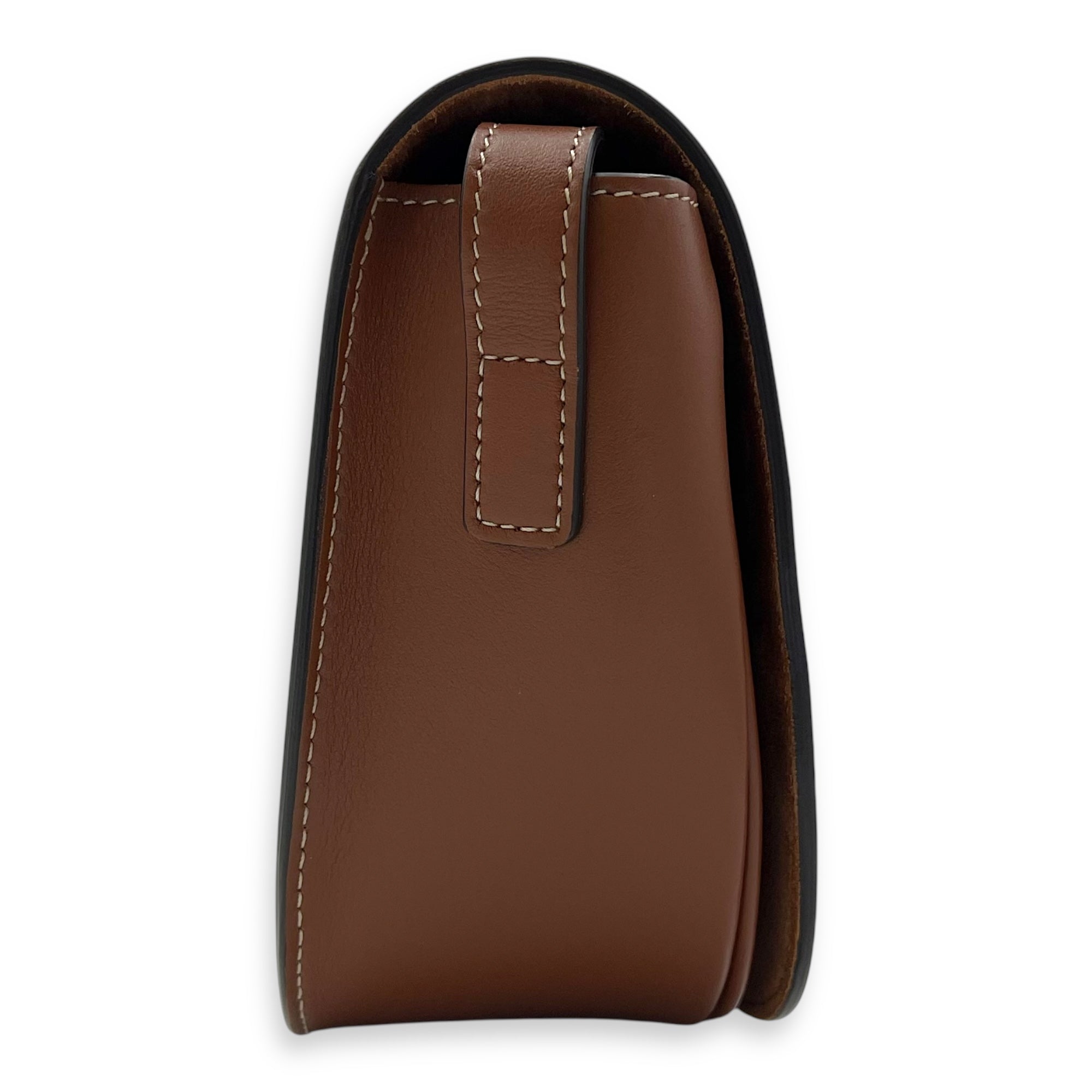 Celine Folco Crossbody Bag Brown in Calfskin, Gold hardware_3