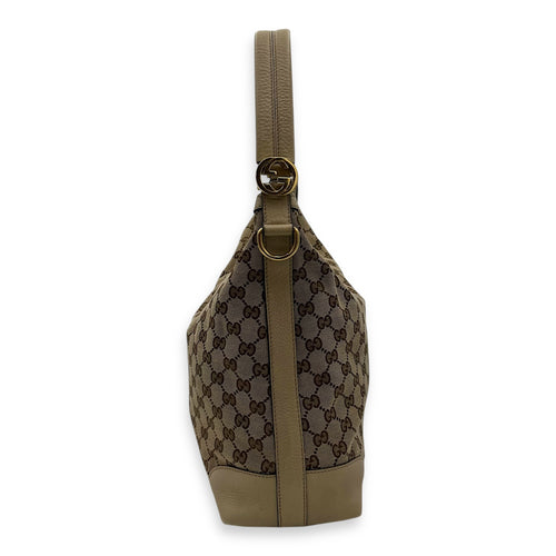 Gucci GG Shoulder Bag Beige in Canvas, Gold hardware_3
