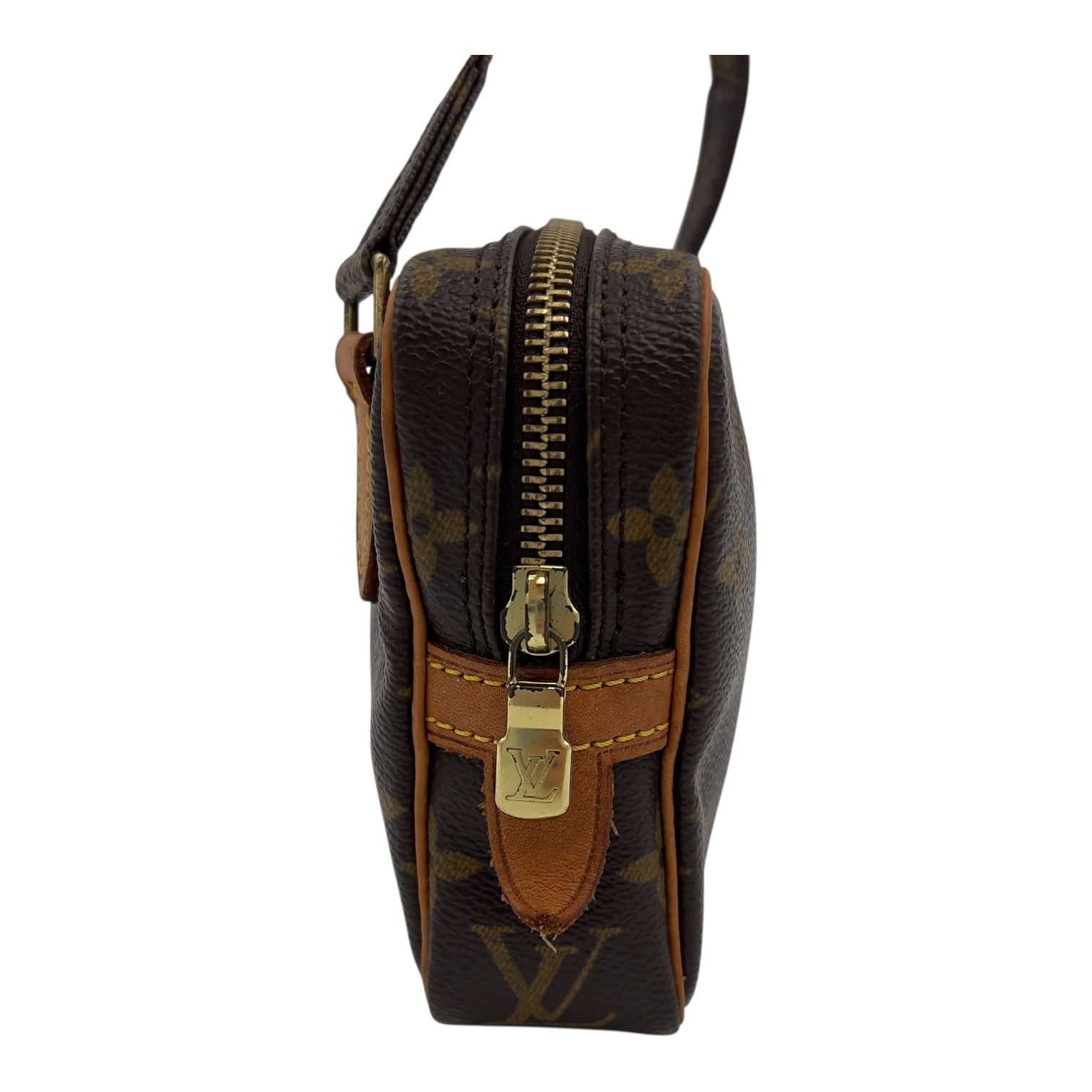 Louis Vuitton Marly Crossbody Bag Brown in Monogram Coated Canvas, Gold hardware_3