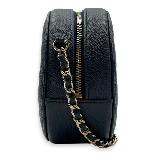 Chanel GHW mini round Crossbody Bag Mini Blue in Caviar Leather, Gold hardware_3