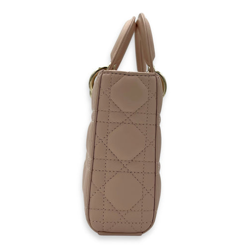 Christian Dior Lady D-Joy Top Handle Bag Medium Pink in Lambskin, Gold hardware_3