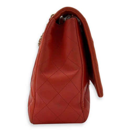 Chanel Classic Orange Shoulder Bag in Lambskin, Brushed Gold hardware_3