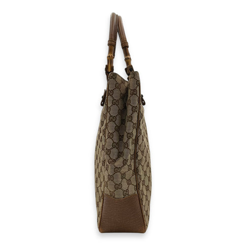 Gucci GG Top Handle Bag Brown in Canvas, Gold hardware_3