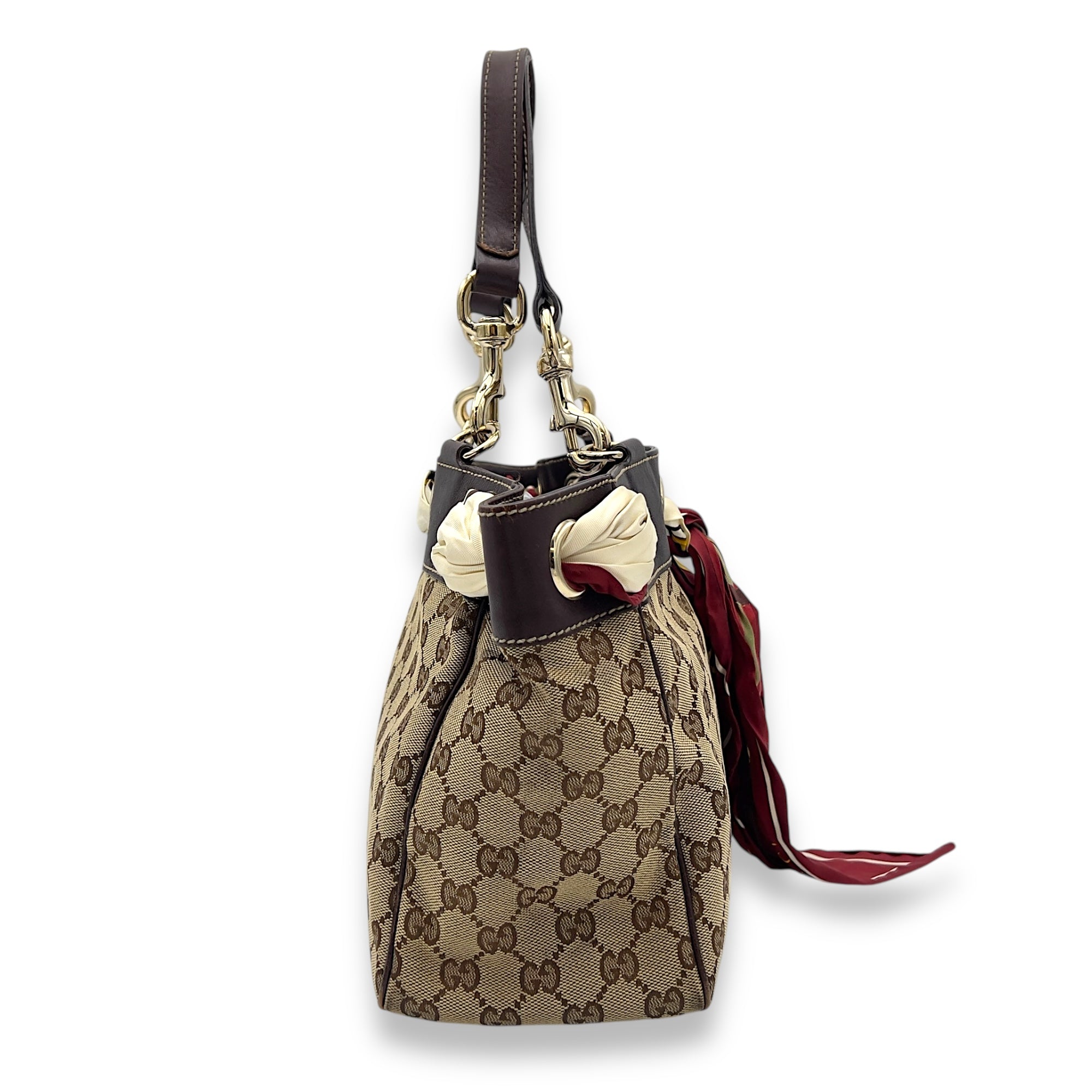 Gucci GG Brown Tote Bag in Canvas, Light Gold hardware_3
