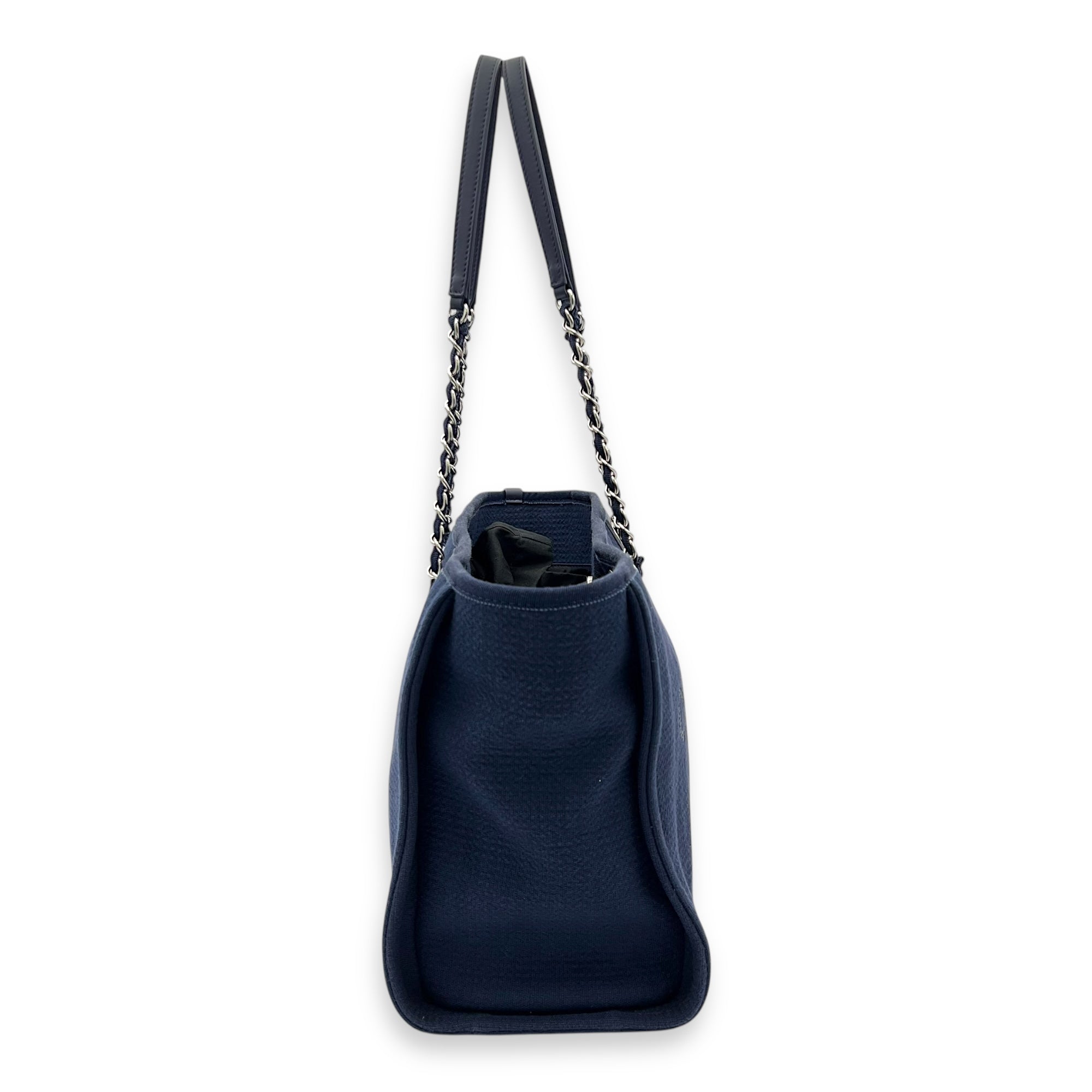 Chanel Deauville Small Blue Tote Bag in Canvas, Silver hardware_3