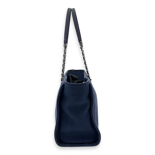 Chanel Deauville Small Blue Tote Bag in Canvas, Silver hardware_3