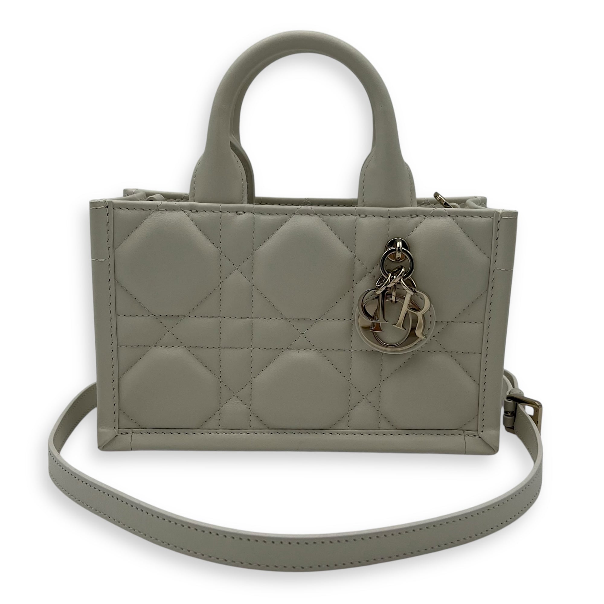 Christian Dior Book Tote Mini Latte Macrocannage Tote Bag in Calfskin, Gold hardware_10