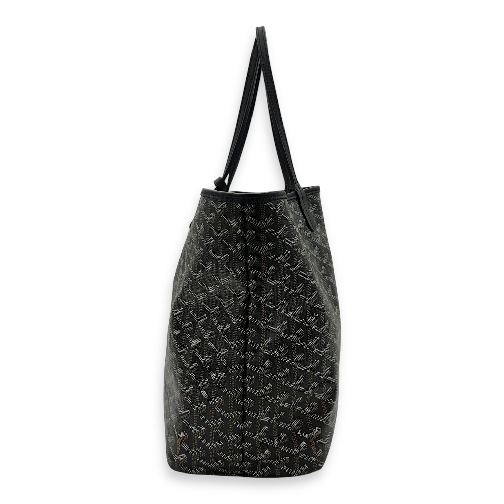 Goyard Saint Louis Tote Bag PM Black in Coated Canvas, Silver hardware_3