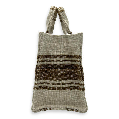 Celine Cabas Tote Bag Beige in Jacquard, Gold hardware_3