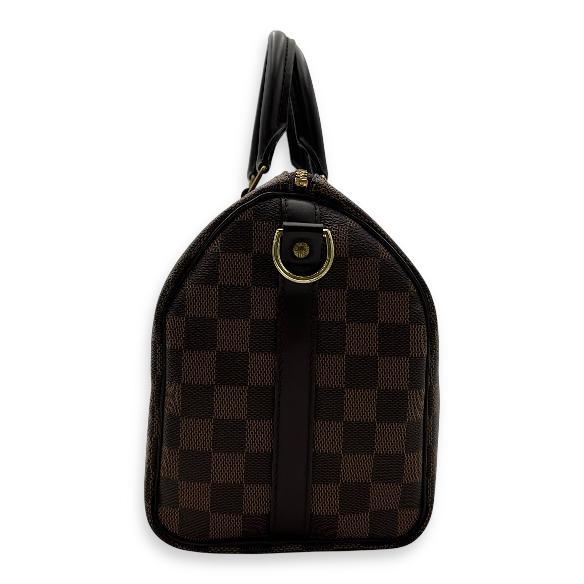 Louis Vuitton Speedy Bandouliere Top Handle Bag 25 Brown in Coated Canvas, Gold hardware_3