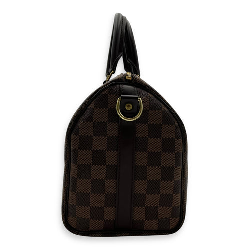 Louis Vuitton Speedy Bandouliere Top Handle Bag 25 Brown in Coated Canvas, Gold hardware_3