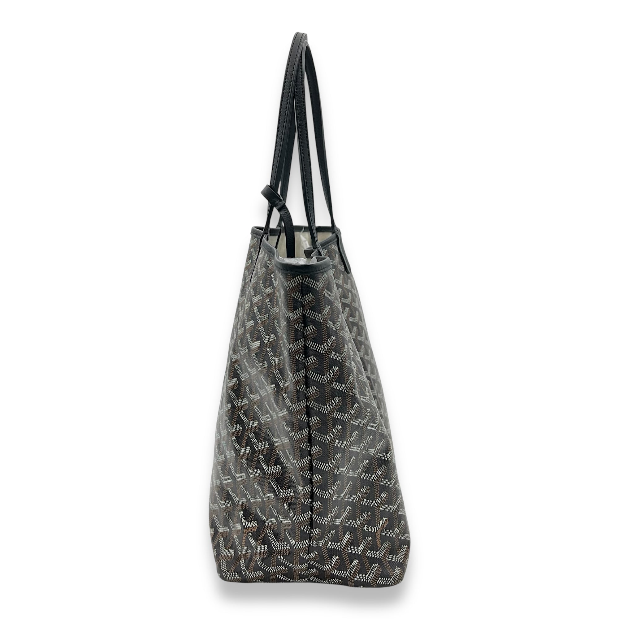Goyard Saint Louis Tote Bag PM Black in Coated Canvas, Silver hardware_3