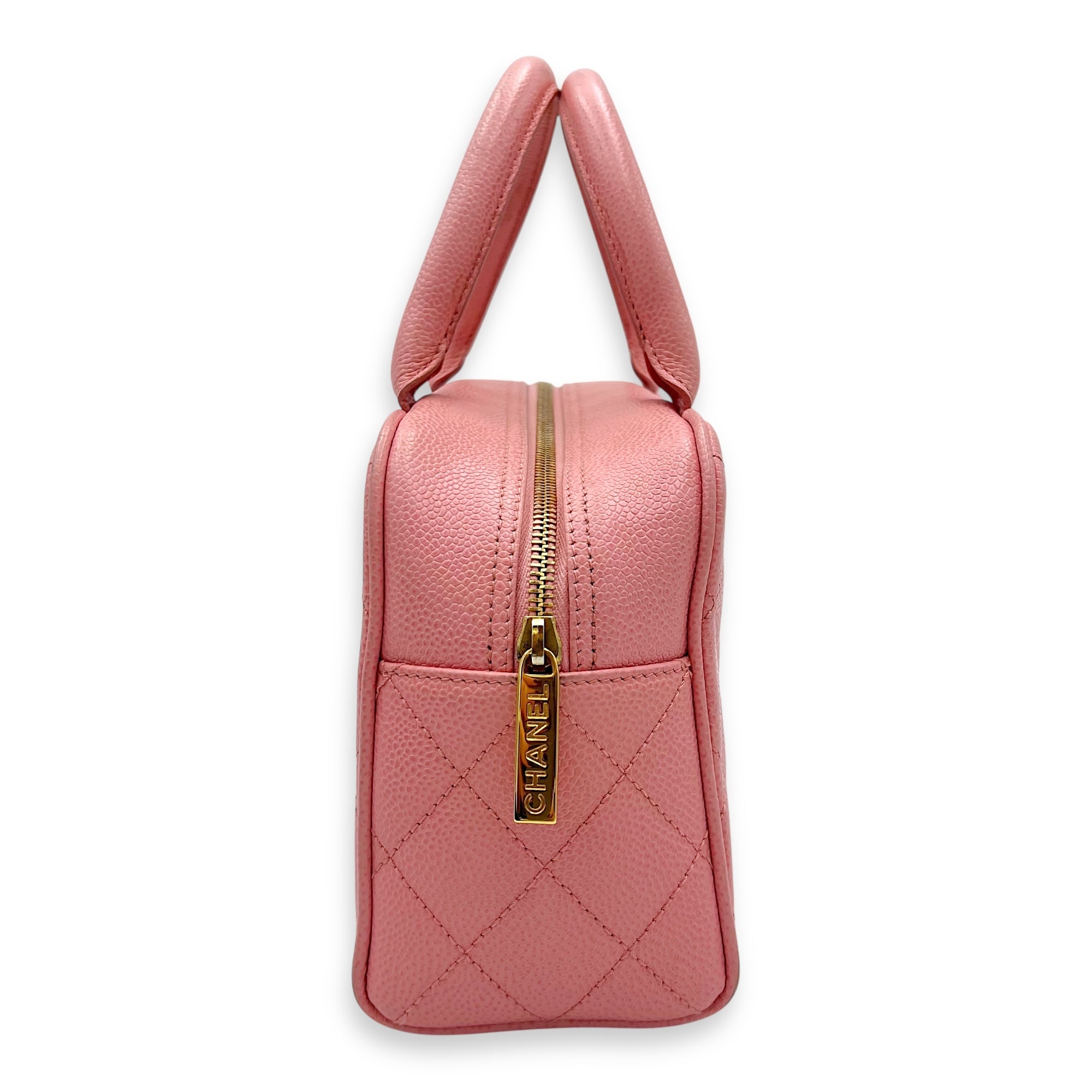 Chanel Bowling Pink Top Handle Bag in Caviar Leather, Gold hardware_3