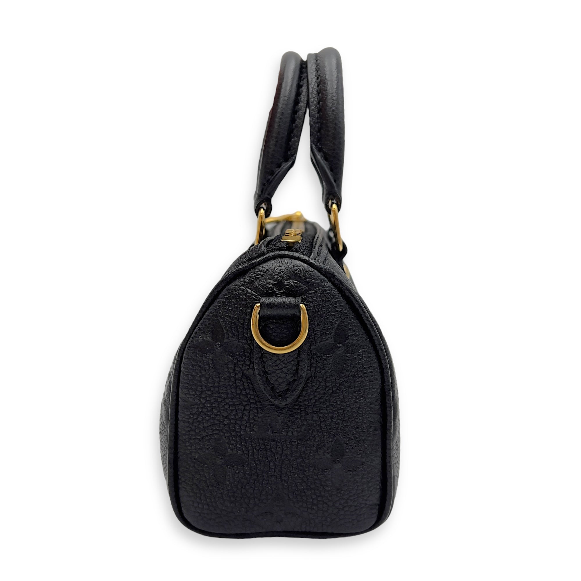 Louis Vuitton Speedy Nano Black Top Handle Bag in Monogram Empreinte Leather, Gold hardware_3