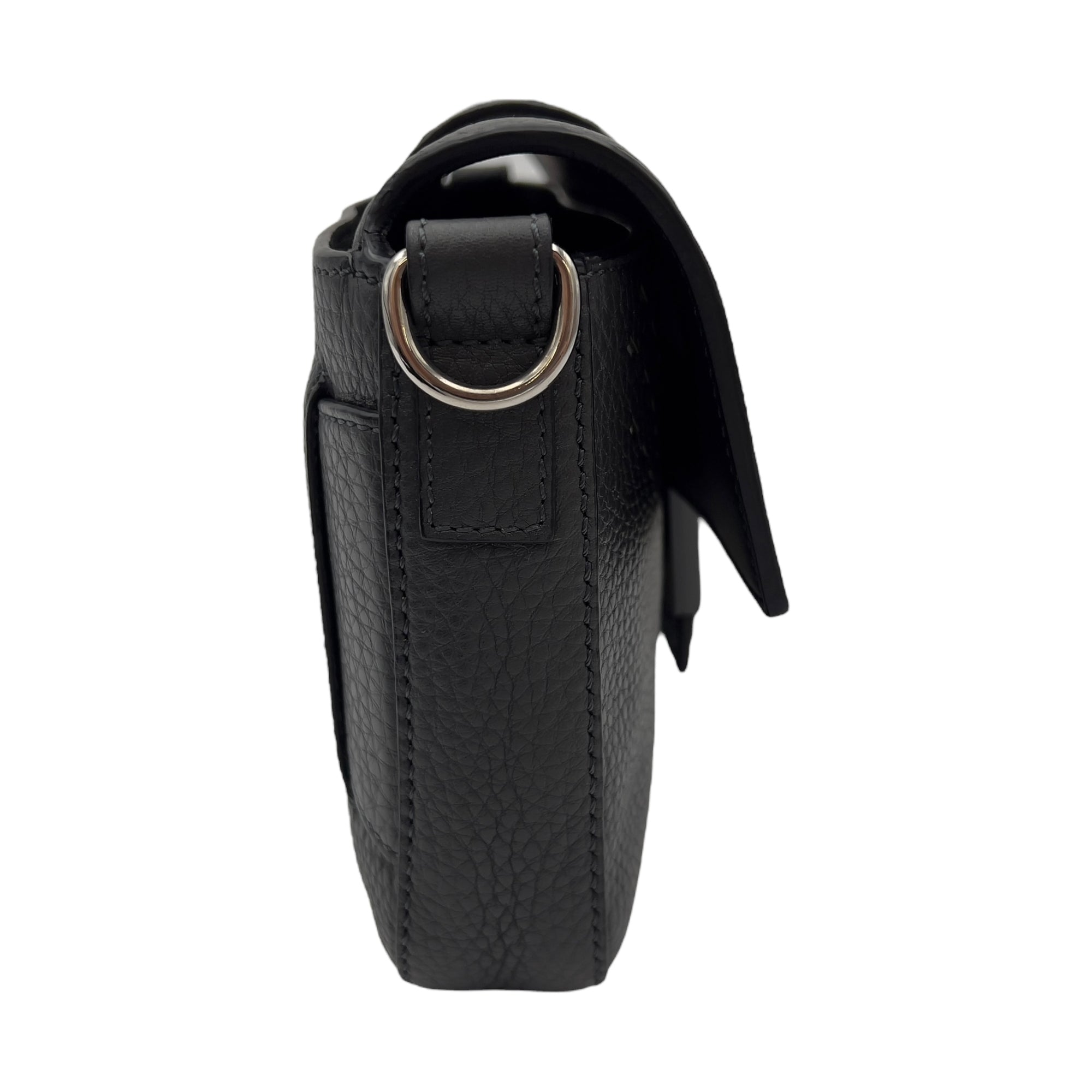 Fendi Baguette Crossbody Bag Small Grey in Calfskin, Silver hardware_3