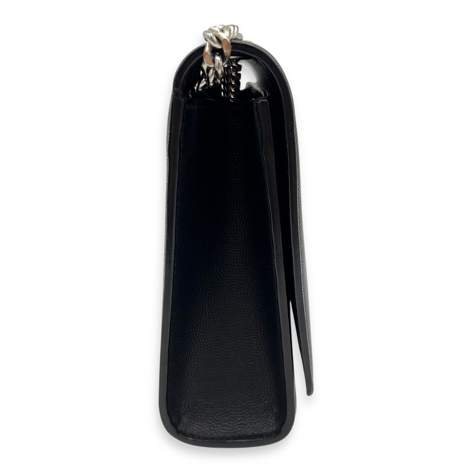 Saint Laurent Kate Crossbody Bag Black in Calfskin, Silver hardware_5