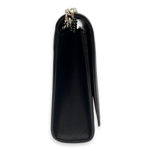 Saint Laurent Kate Crossbody Bag Black in Calfskin, Silver hardware_5