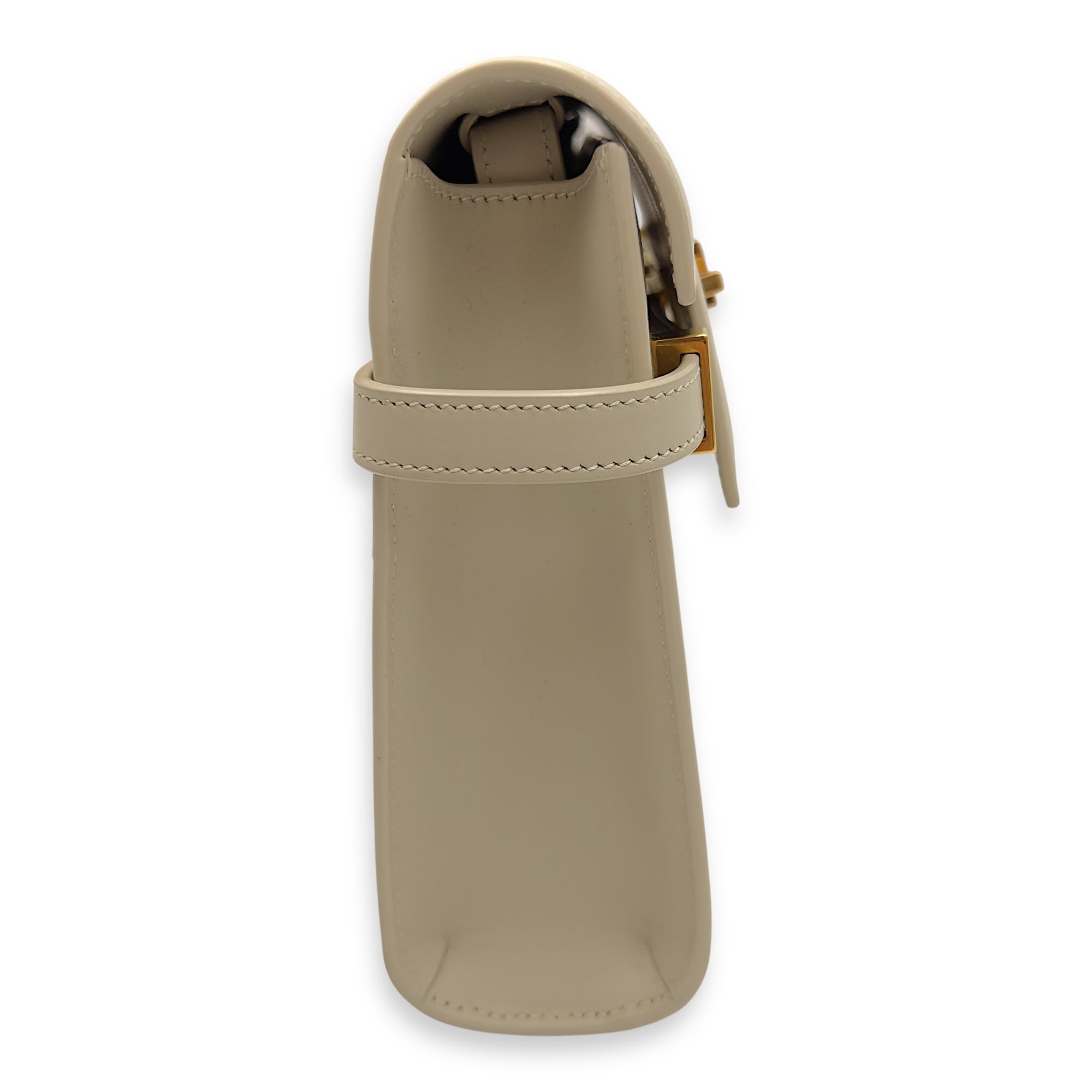 Saint Laurent Manhattan Shoulder Bag White in Calfskin, Gold hardware_5