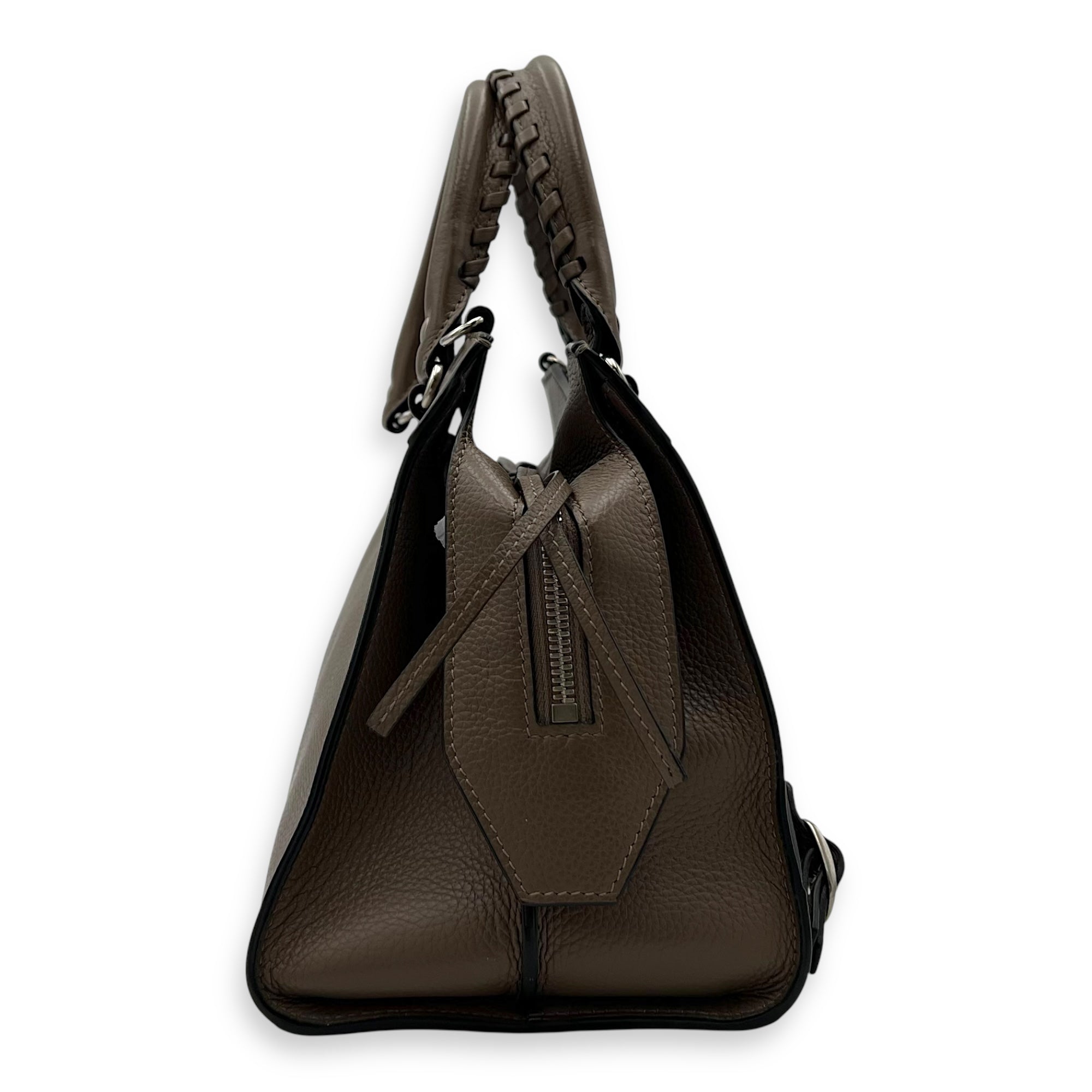 Balenciaga Neo Classic Top Handle Bag Brown in Calfskin, Silver hardware_3