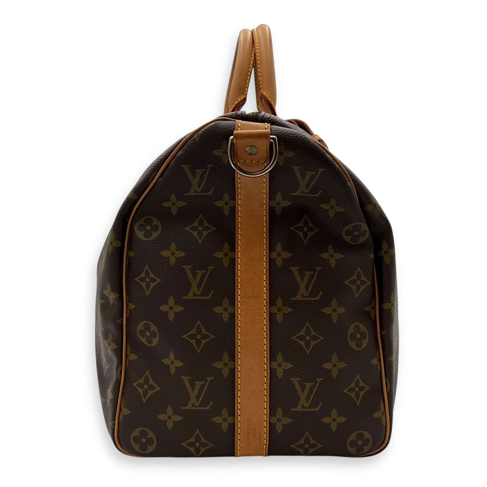 Louis Vuitton Keepall Top Handle Bag 45 Brown in Monogram Coated Canvas, Gold hardware_3