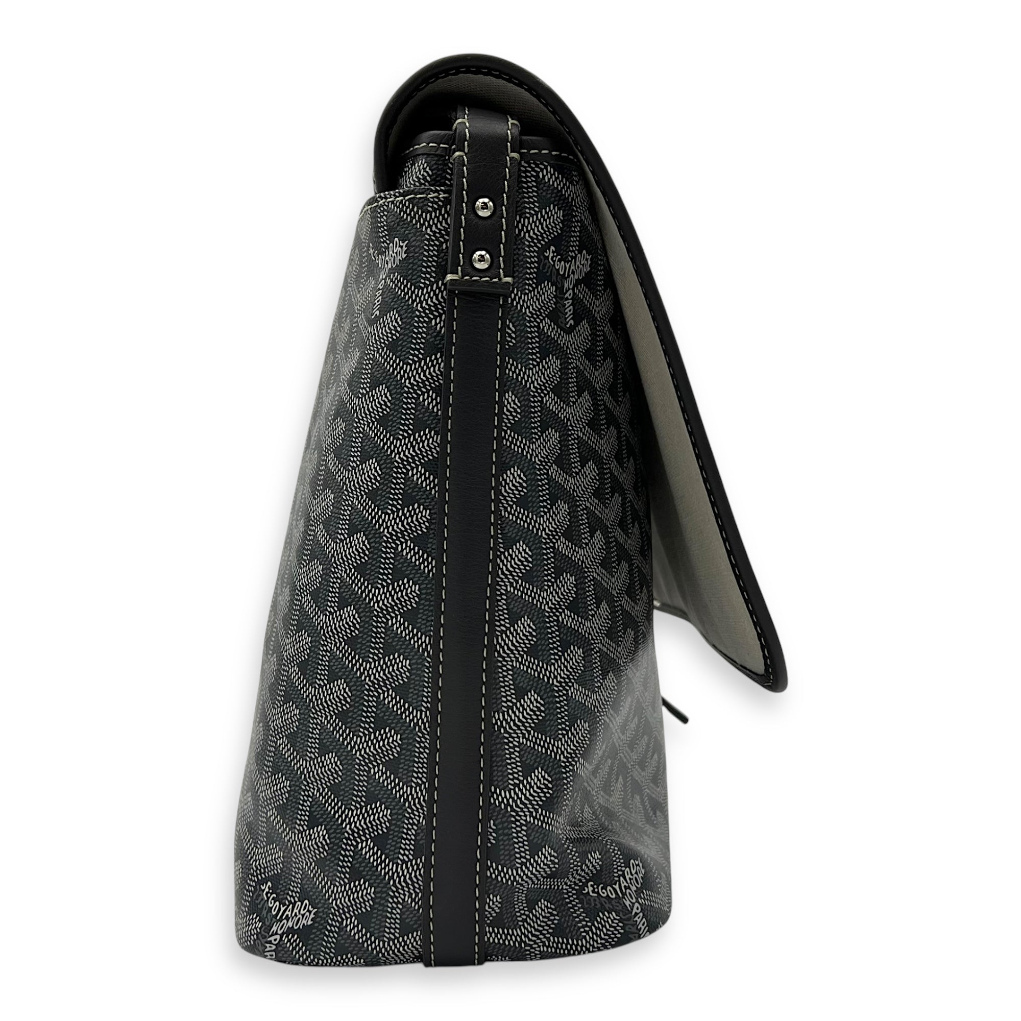 Goyard Capetien MM Grey Shoulder Bag in Coated Canvas, Silver hardware_3