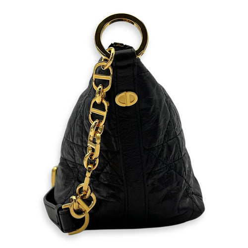 Christian Dior Hobostar Shoulder Bag Black in Calfskin, Gold hardware_3