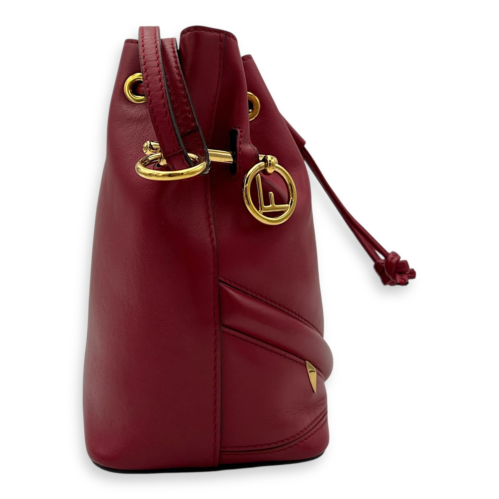Fendi Mon Tresor Bucket Bag Red in Calfskin, Gold hardware_3