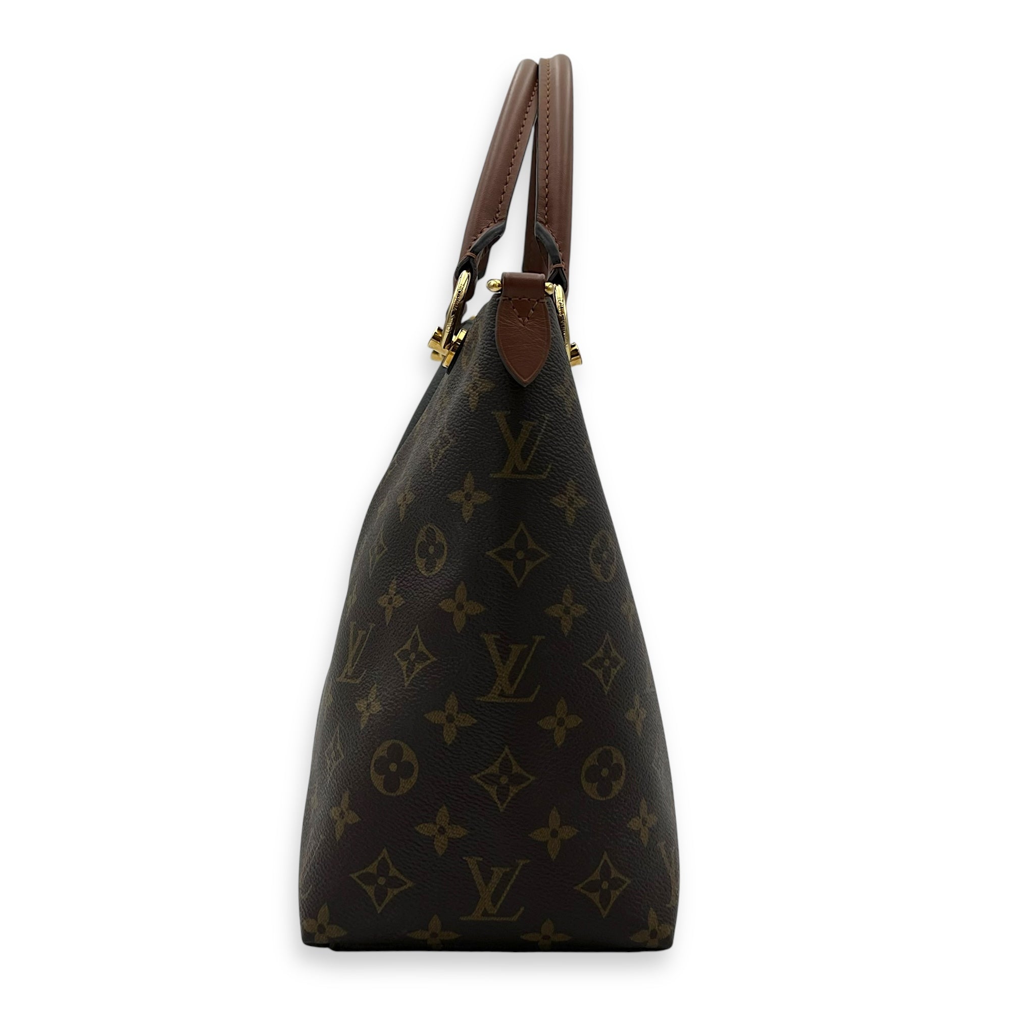 Louis Vuitton V MM Brown Top Handle Bag in Monogram Coated Canvas, Gold hardware_3