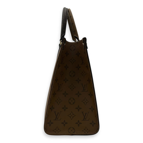 Louis Vuitton OnTheGo MM Brown Top Handle Bag in Coated Canvas, Gold hardware_3