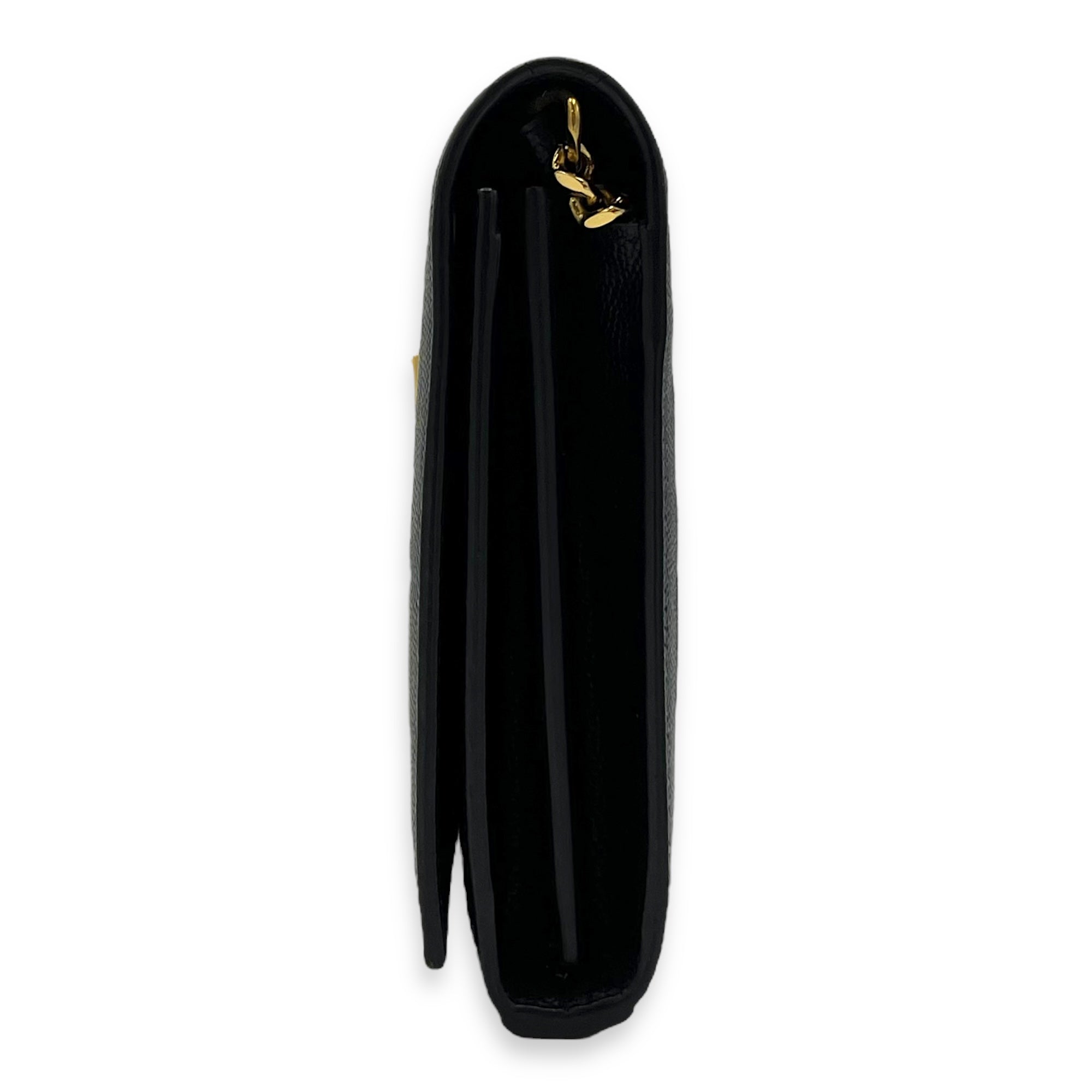 Saint Laurent Star Monogram Black Wallet On Chain in Calfskin, Gold hardware_3