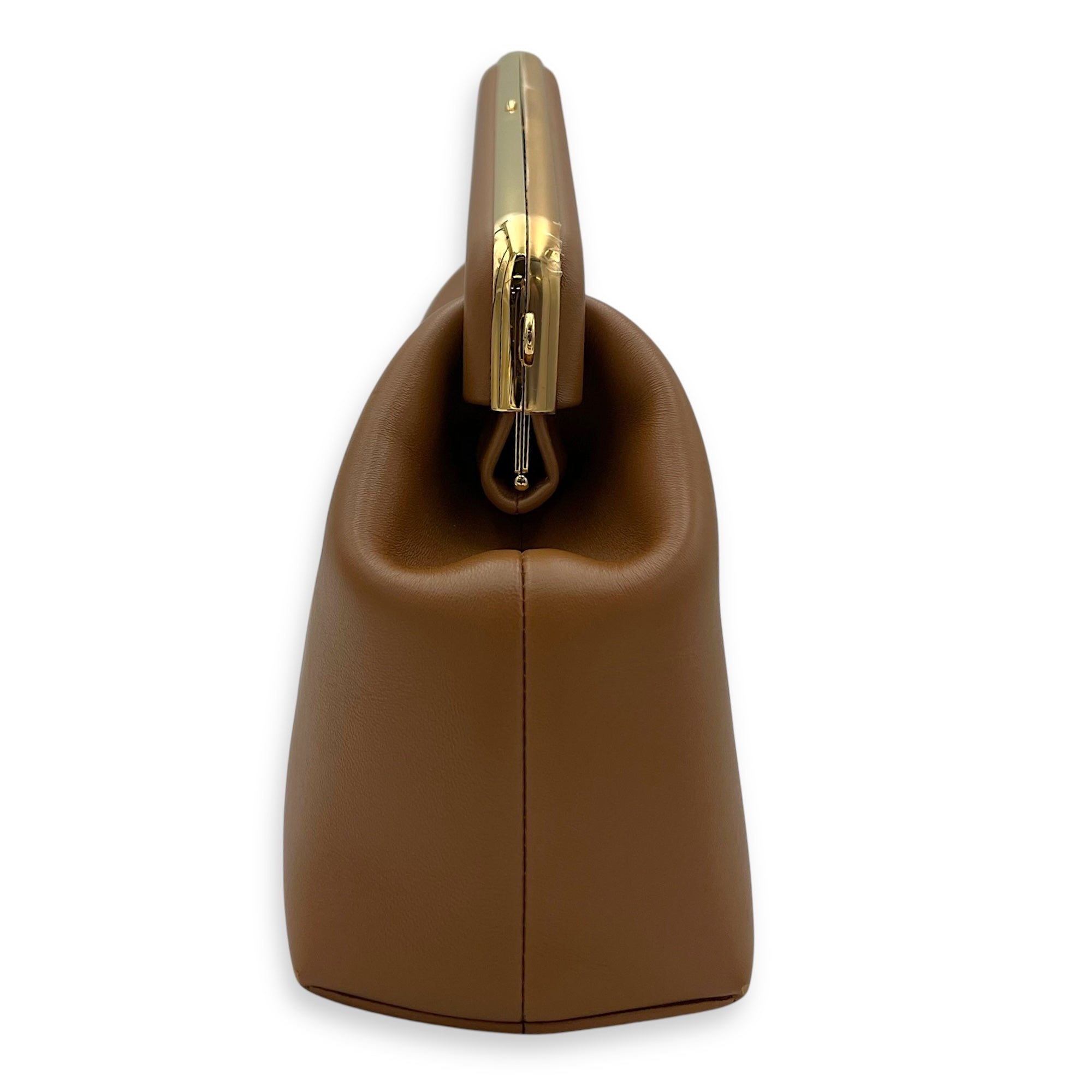 Fendi First Clutch Brown in Calfskin, Gold hardware_3