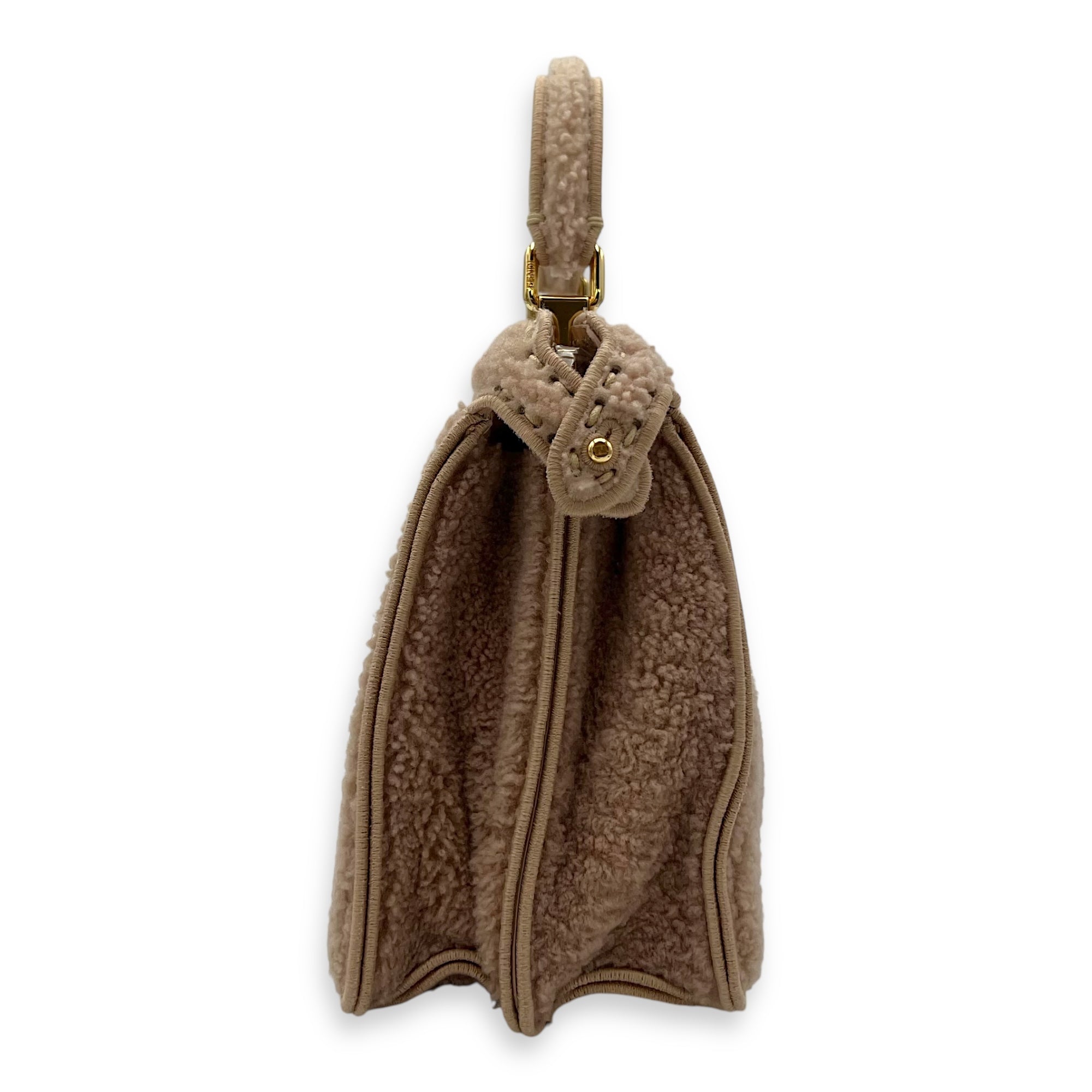 Fendi Iseeu Top Handle Bag Pink in Wool, Gold hardware_3