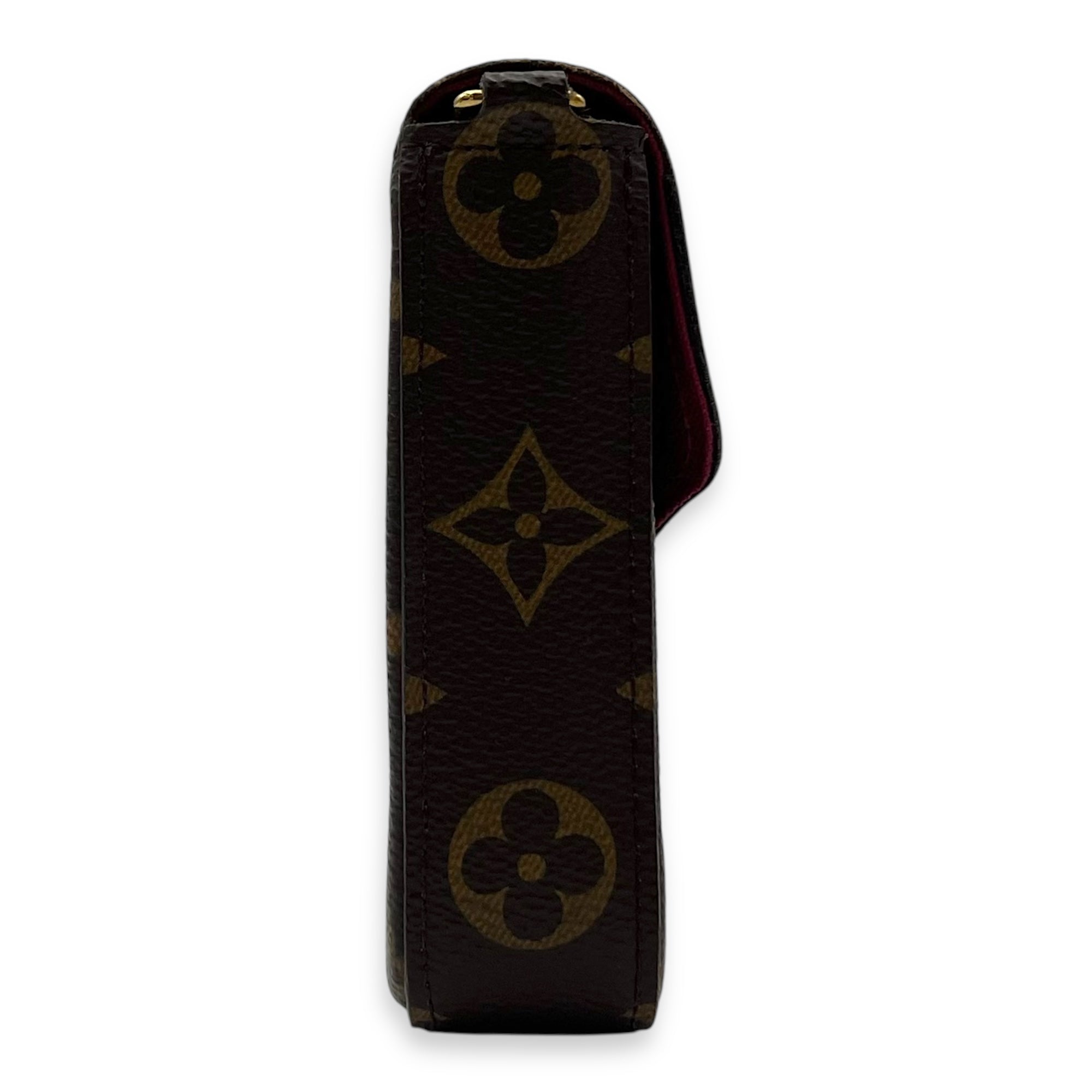 Louis Vuitton Felicie Wallet On Chain Brown in Monogram Coated Canvas, Gold hardware_3