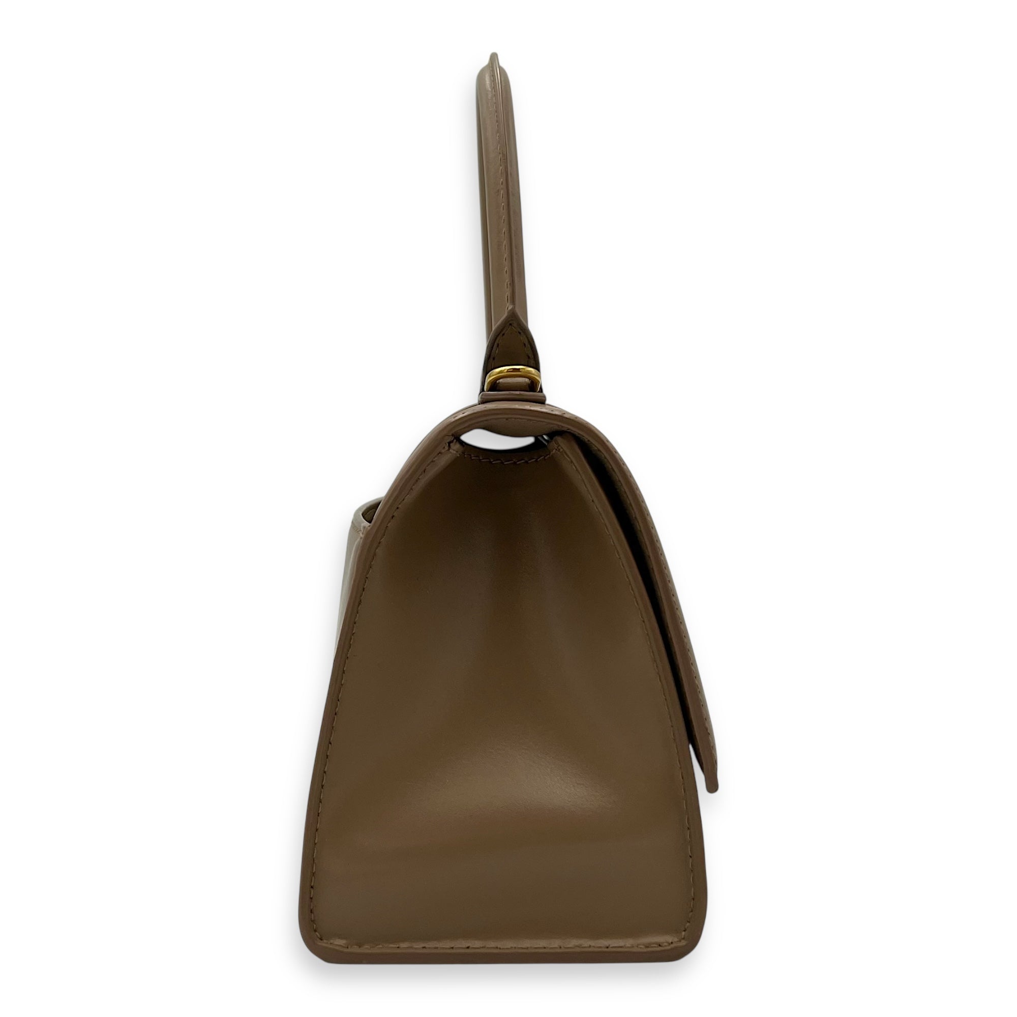 Balenciaga Hourglass Small Beige Top Handle Bag in Calfskin, Gold hardware_3