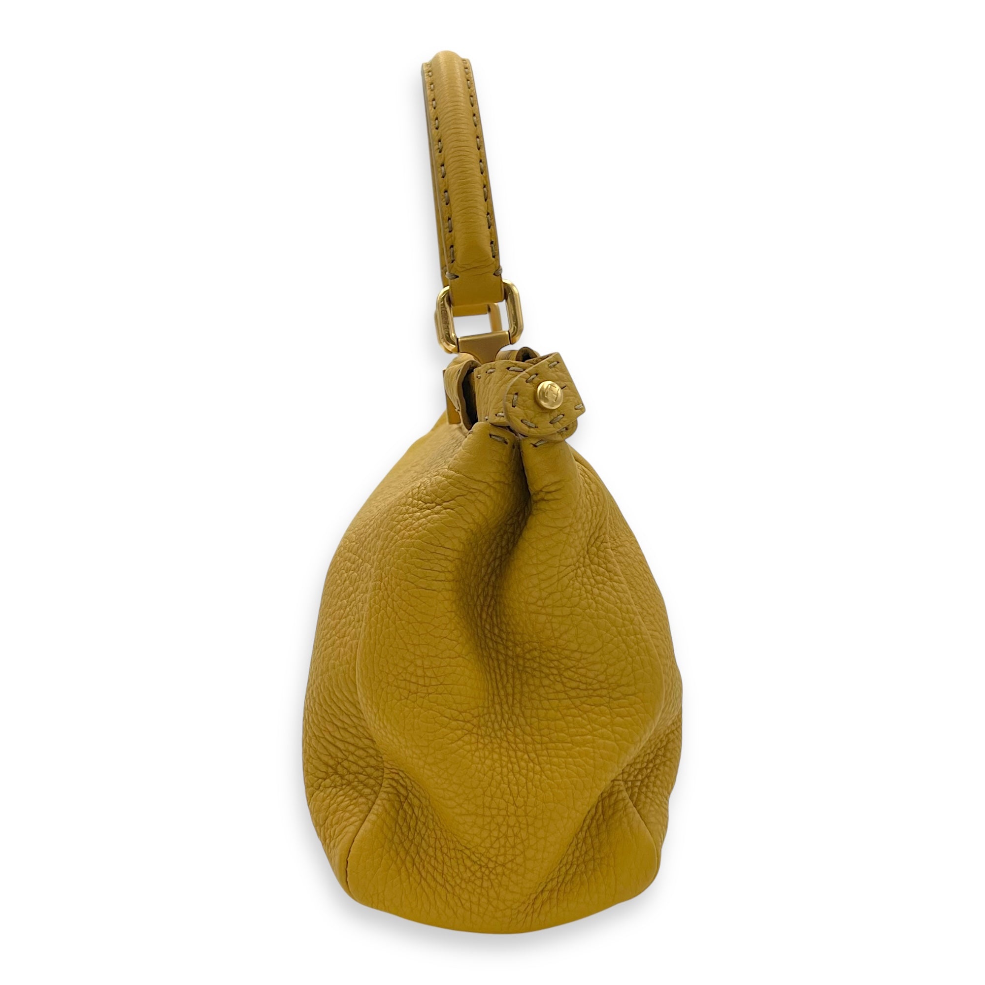 Fendi Peekaboo Top Handle Bag Yellow in Calfskin, Gold hardware_3