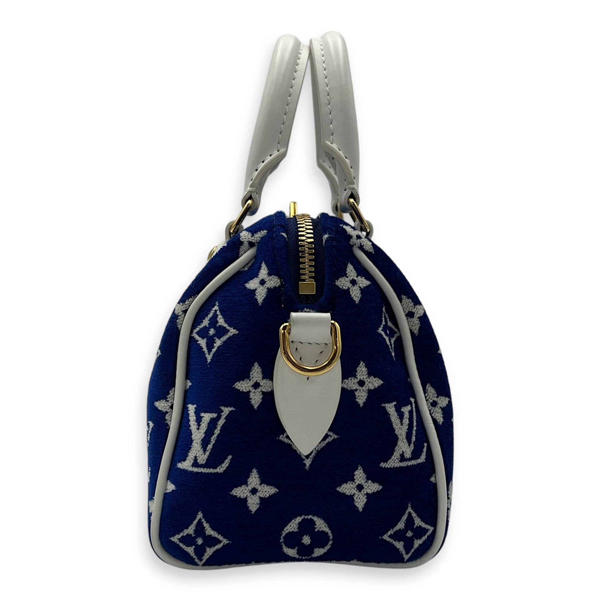 Louis Vuitton Speedy Bandouliere 20 Blue Top Handle Bag in Terry, Gold hardware_3